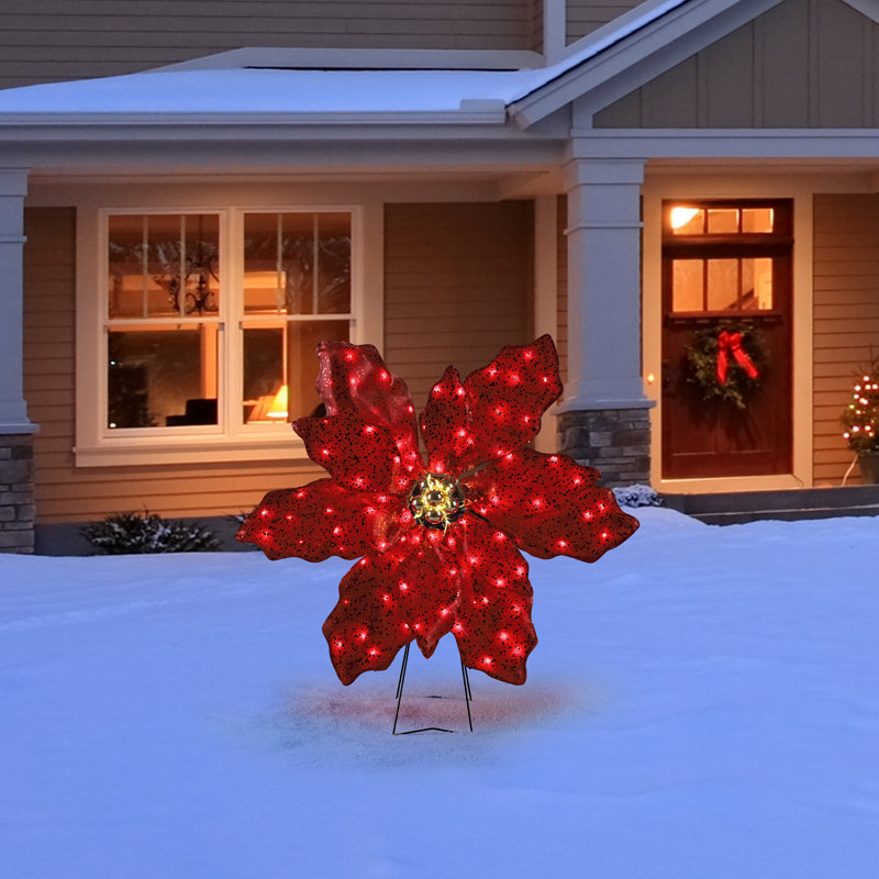 Mr. Christmas 35 in. Outdoor Twinkling LED Poinsettia &amp; Reviews | Wayfair
